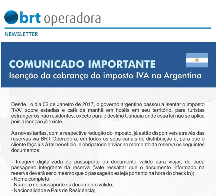 COMUNICADO IMPORTANTE - IVA NA ARGENTINA
