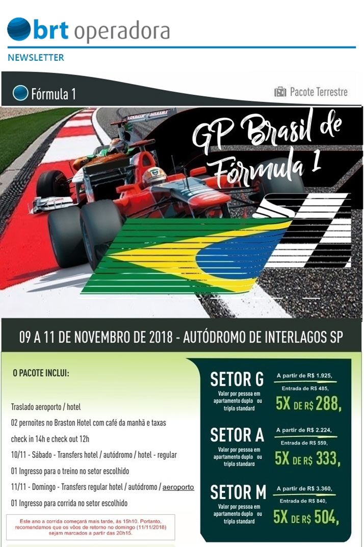 GP BRASIL DE FÓRMULA 1  -  BRT OPERADORA | www.grupobrt.com.br