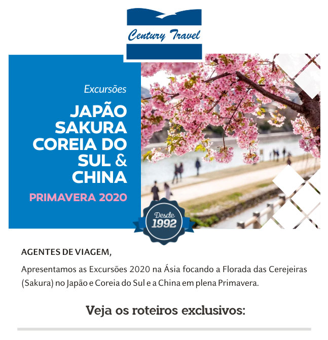 Contato por e-mail envie para: operacoes@centurytravel.com.br