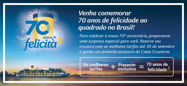 Venha comemorar os 70 anos de felicidade ao quadrado no Brasil