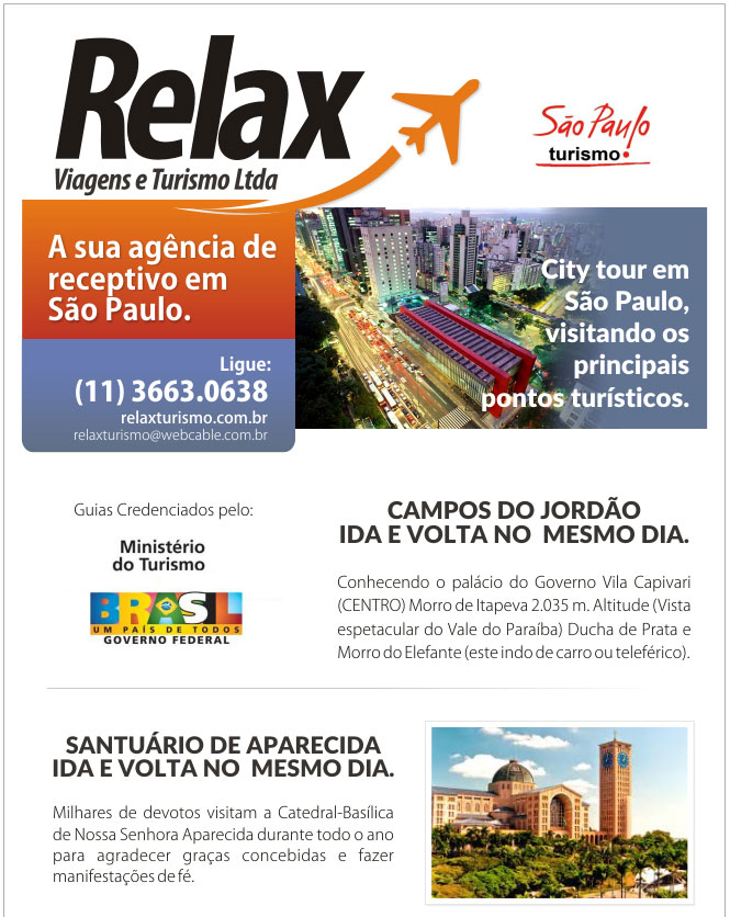 CAMPOS DO JORDÃO, SANTUÁRIO DE APARECIDA  |  RELAX TURISMO RECEPTIVO  -  Atendimento de Alto-nível em São Paulo - City Tour, Transfers Aeroportos, Litoral