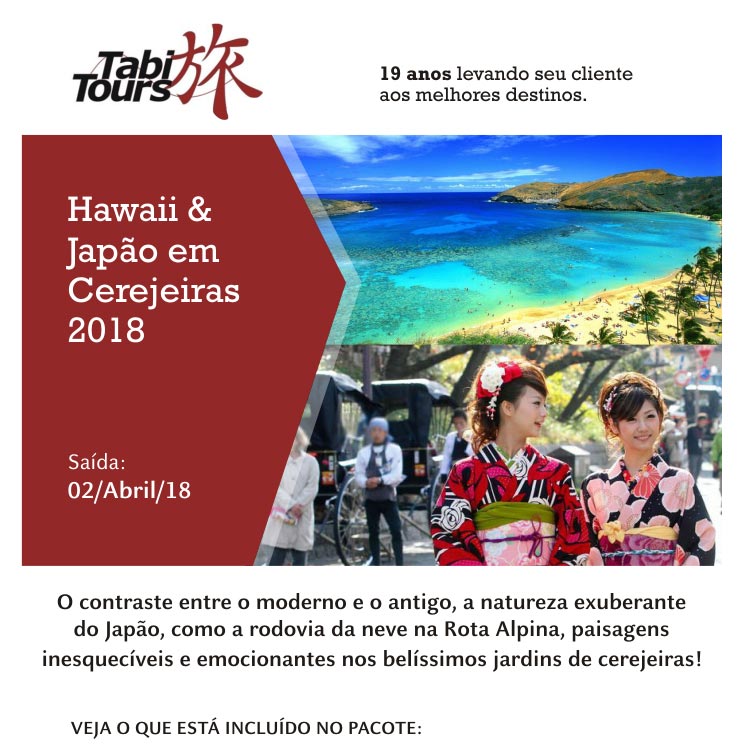 TABI TOURS OPERADORA - HAWAII & JAPÃO com Cerejeiras 2018